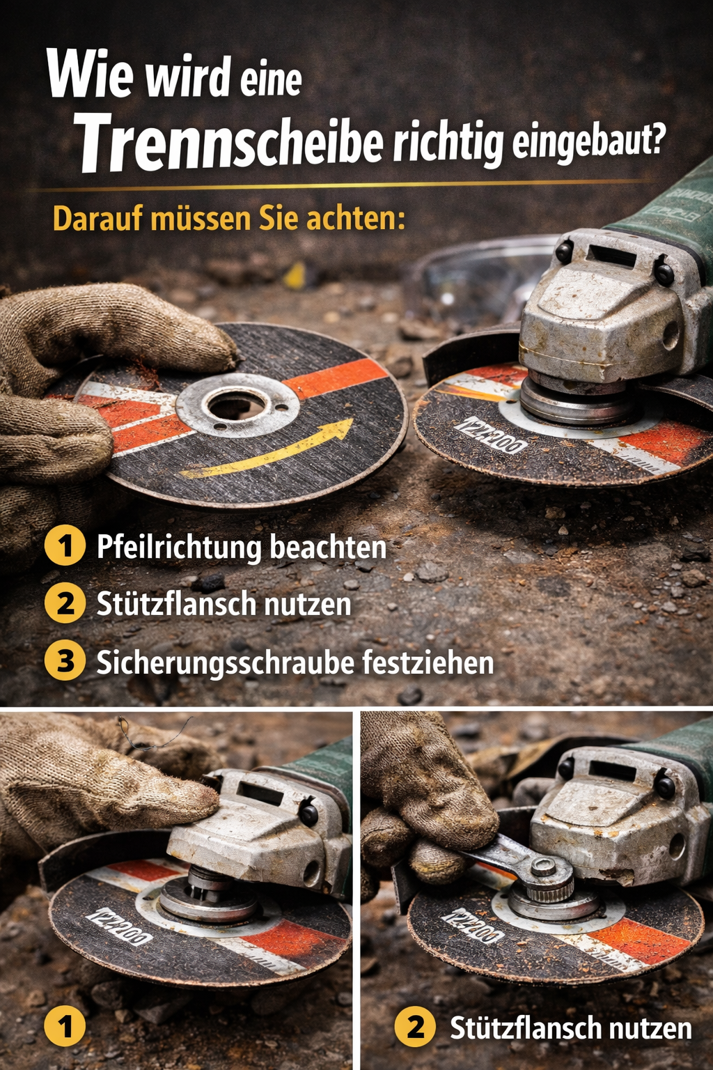 wie wird eine trennscheibe richtig eingebaut